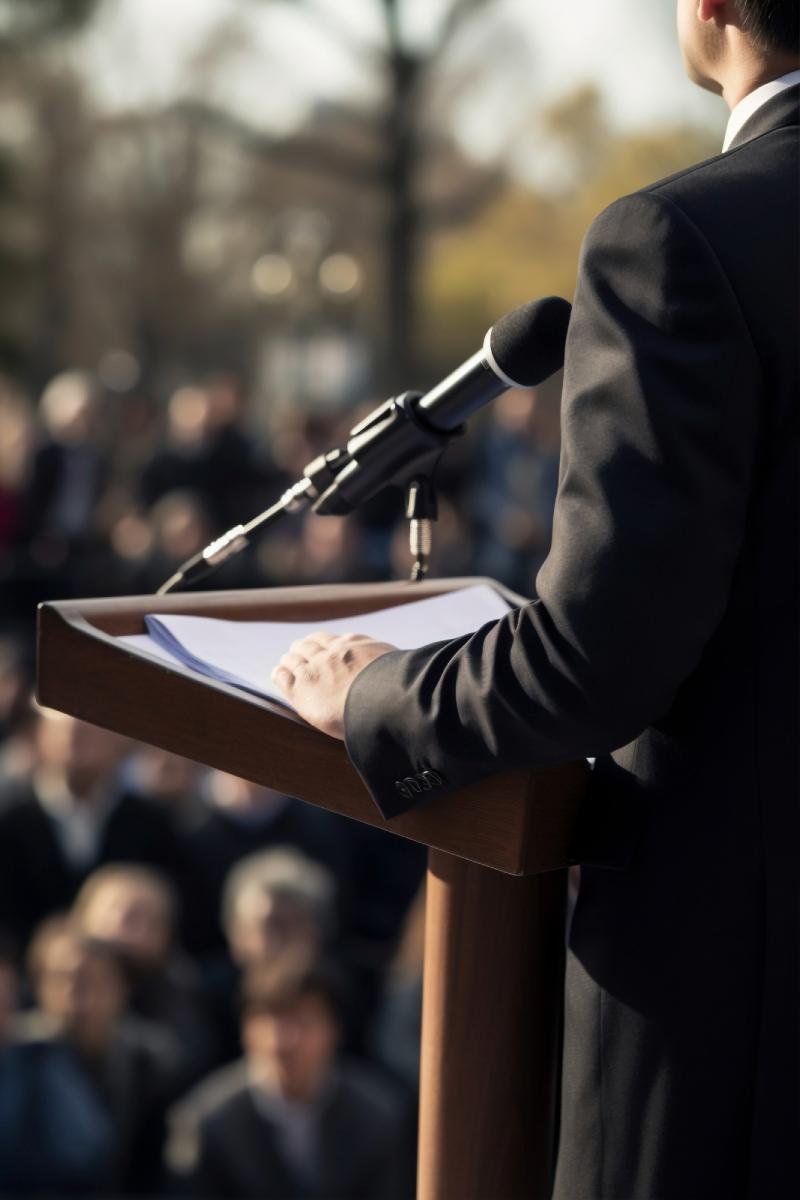 Person holding a speech at official event